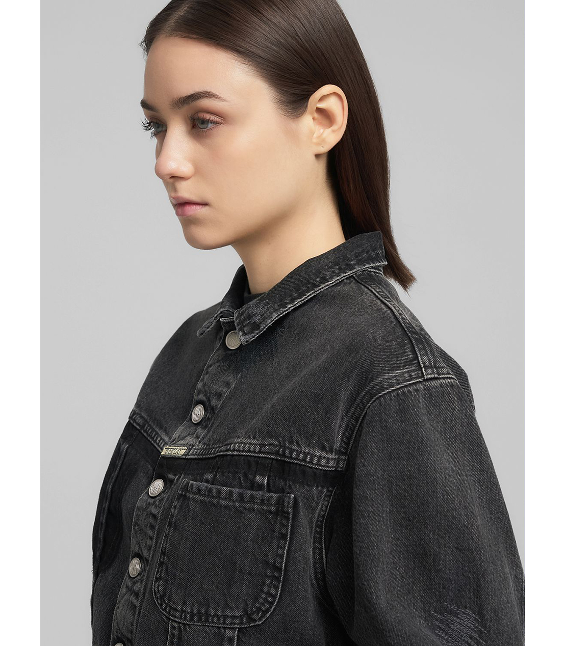 クロップド デニムジャケット（セットアップ） 詳細画像 ブラック 6